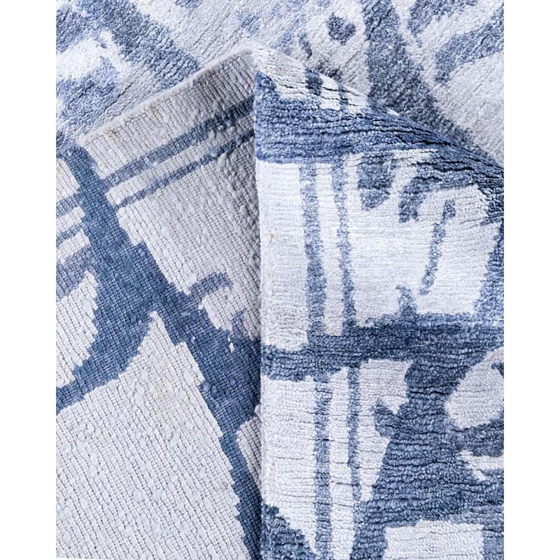 Modern One-of-a-Kind Hand-Knotted Area Rug, Blue - 8' 2" x 10' 2"
