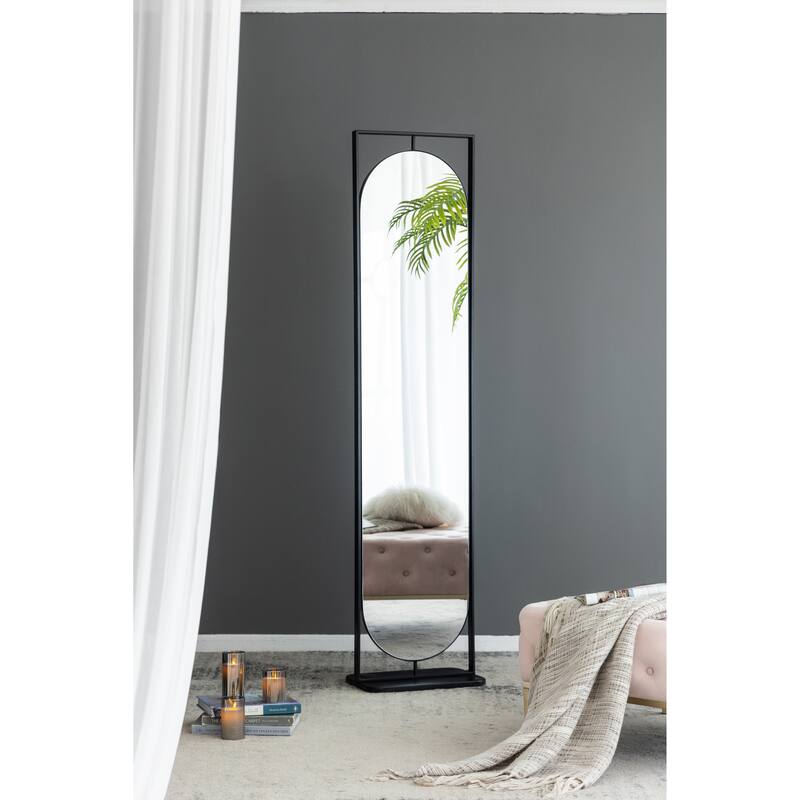 18" x 12" x78" Full Length Standing Mirror, 360° Swivel Floor Mirror for Bedroom Living Room Vanity Entryway - Black