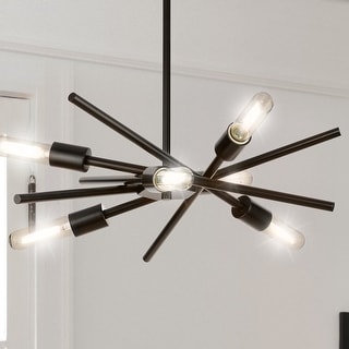 Luxury Mid Century Modern Chandelier, 10.5H x 22.055W, with Minimalist Style, Matte Black, UHP4426 by Urban Ambiance