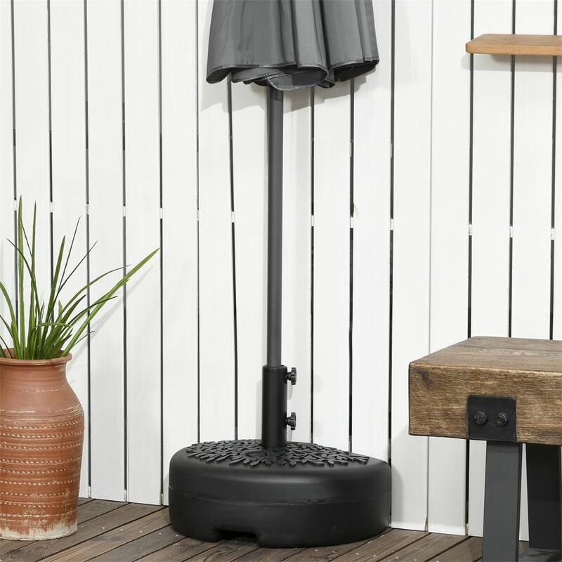 HDPE and Steel Half Umbrella Base Water or Sand Fillable Fits 1.5 and 2 Inch Poles for Balconies and Patios