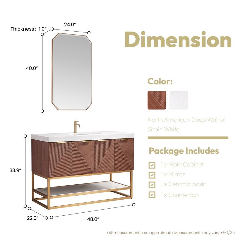 Mahon Single Bath Vanity with Composite Stone Top and Mirror