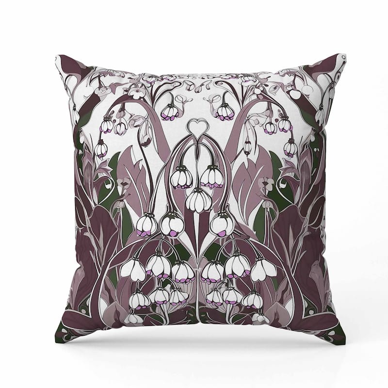 Lily of the Valley Faux Suede Reversible Throw Pillow White and Lavender