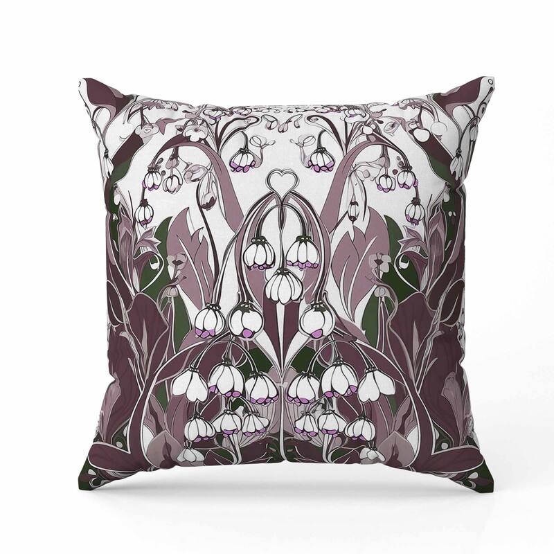 Lily of the Valley Indoor/Outdoor Reversible Throw Pillow White and Lavender