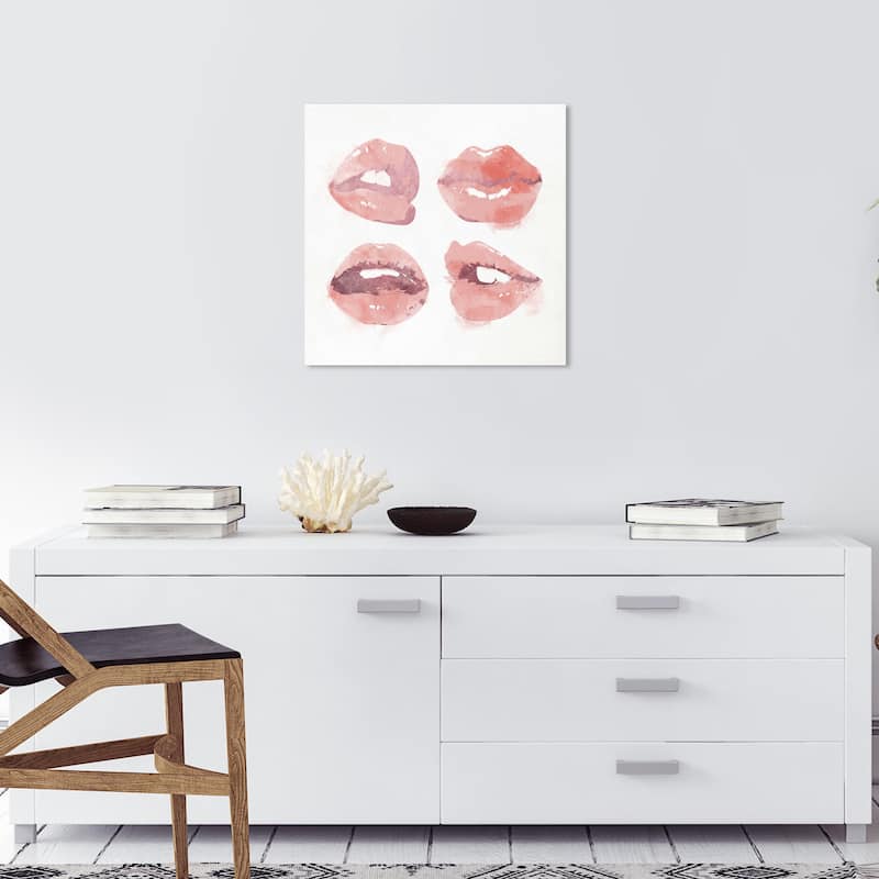 Wynwood Studio Fashion and Glam XO Glossy Lips White and Glam Wall Art Canvas Print - 20 x 20