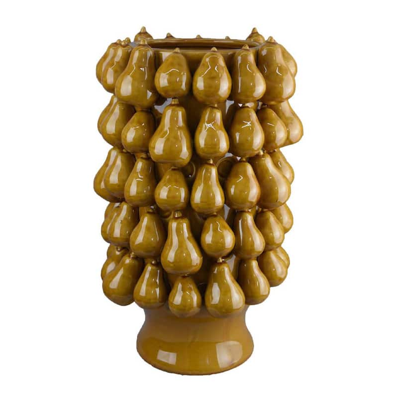 Salina Accent Vase, Pear Shaped Drop Accents, Mustard Yellow Ceramic
