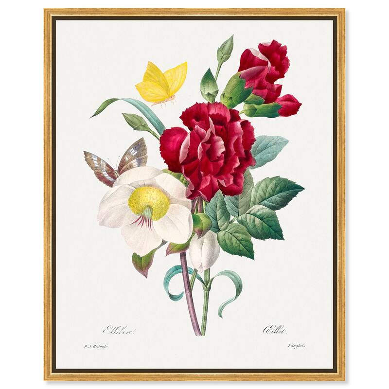 Winter Rose and Carnation Canvas by Art Remedy - Gold - 20" x 24"