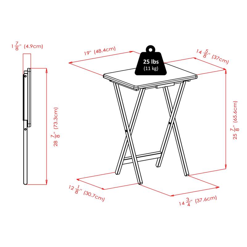 Brienda 5-Pc Snack Table Set, Flip Top - 19.13 x 14.17 x 32.2 inches