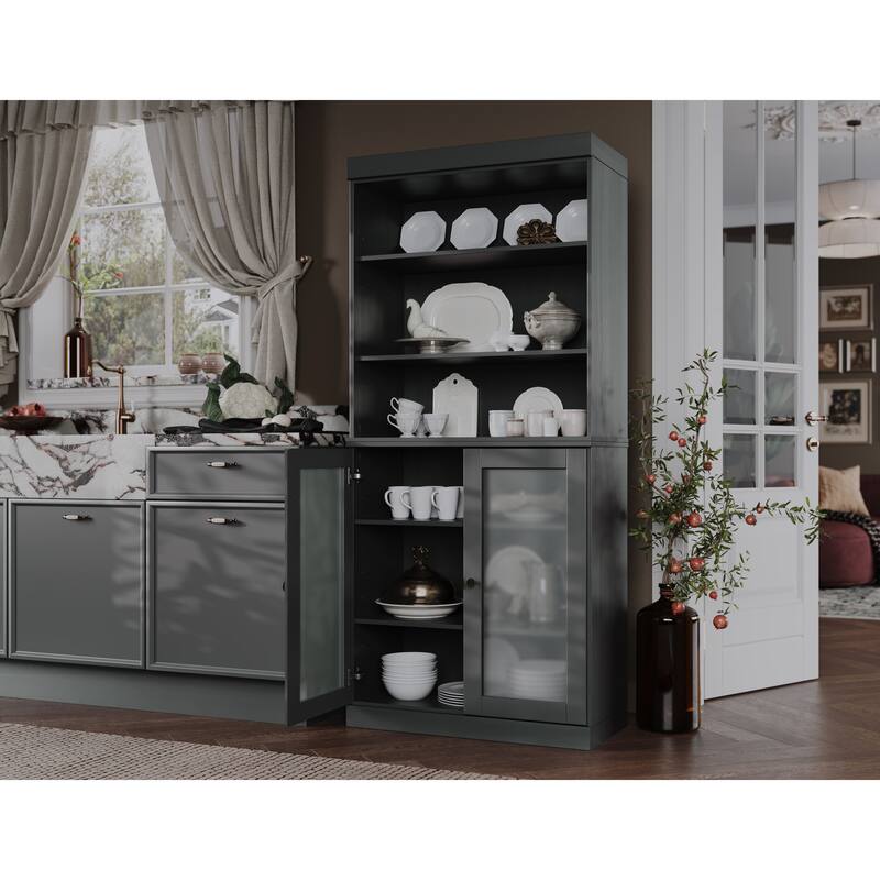 100% Solid Wood 32" Kitchen Pantry Cabinet with 2 Doors by Palace Imports