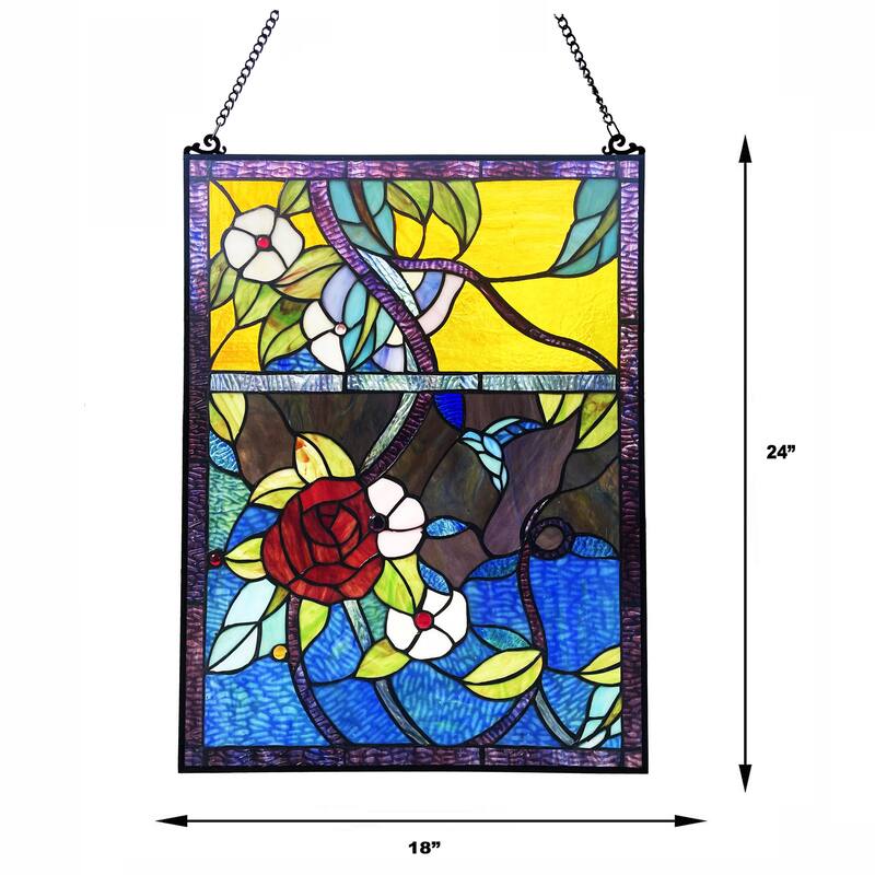 Floral Design Window Panel/Sun Catcher - 24 inches high