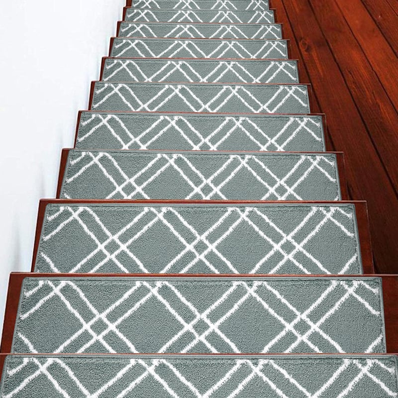 SUSSEXHOME Vintage Collection Stair Treads Polypropylene 9"x28" - 7-PACK - Teal