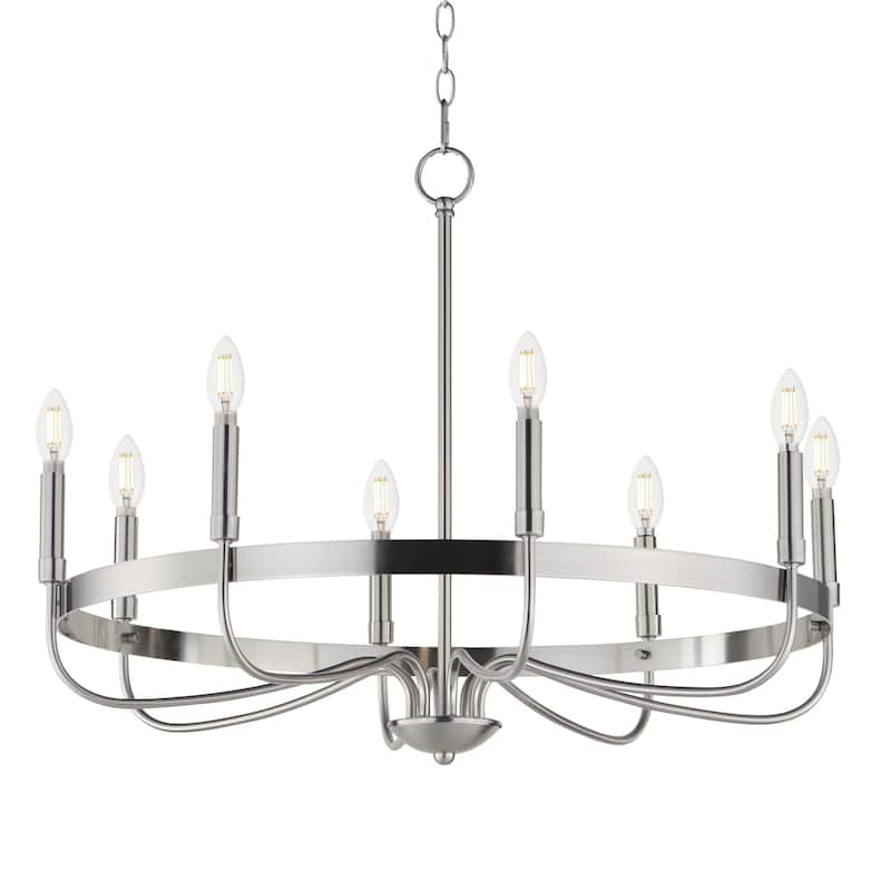Maxim 14498 Frankie 8 Light 29" Wide Taper Candle Style Chandelier - Satin Nickel