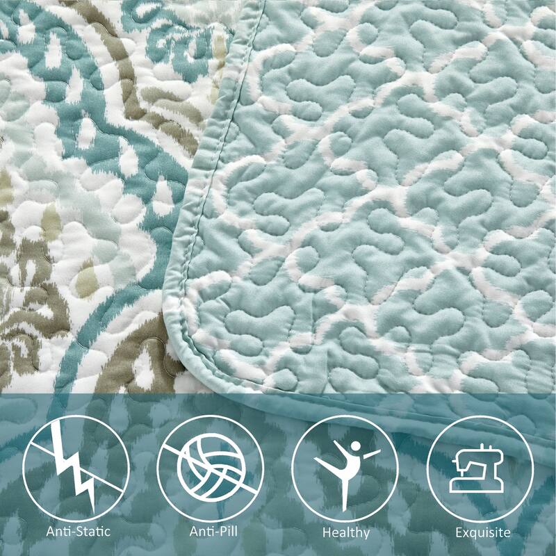 Ikat Blue 5-piece Coverlet Set