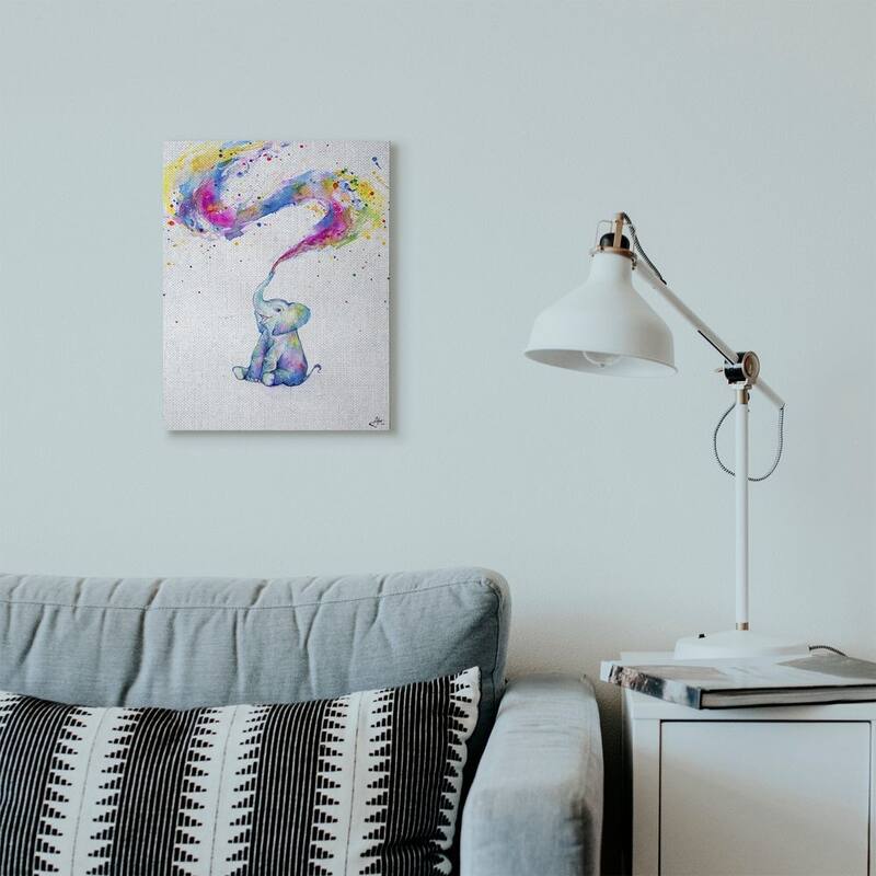 Stupell Colorful Abstract Elephant Animal Watercolor Painting Canvas Wall Art, Proudly Made in USA