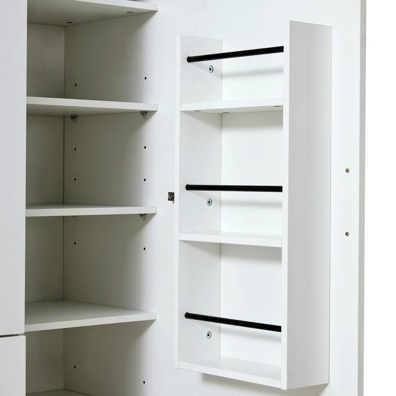 Modern 71" Tall Kitchen Pantry with Storage Cabinet, 6 Doors , Drawers, Adjustable Shelves,Pull-out Trays and Wine Rack