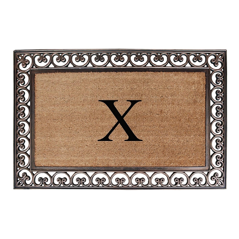 A1 Home Collections Rubber Coir Classic Paisley Border Monogrammed Welcome Entrance Doormat