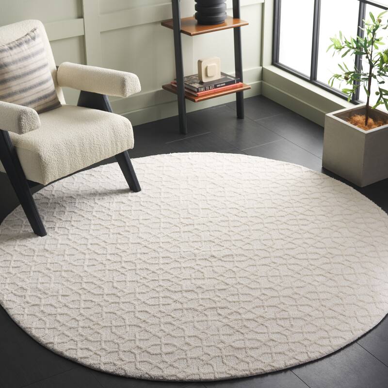 SAFAVIEH Audrey Nurhan Modern Geometric Rug - 6' Round - Ivory