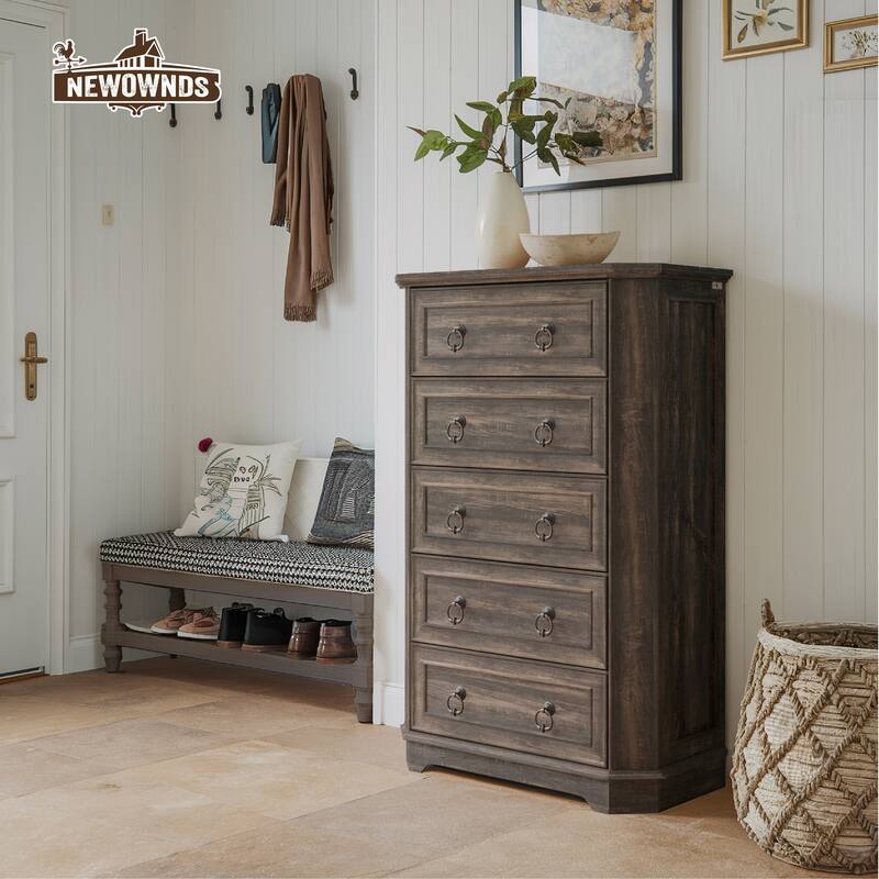 Farmhouse Wooden Dresser with Charging Station