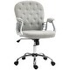 preview thumbnail 1 of 7, Teddy Fleece Home Office Chair, Upholstered Vanity Chair with Armrests, Swivel Rolling Chair with Adjustable Height - N/A Gray