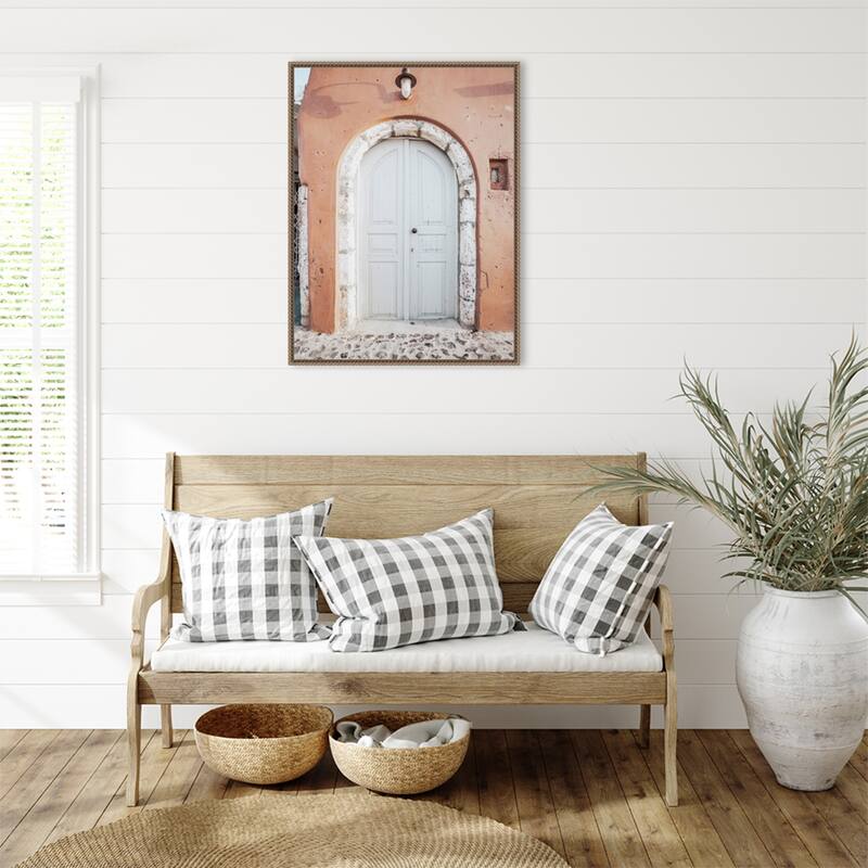 Santorini Dome Complement by Bella Eve Framed Canvas Wall Art Print - Sylvie Beaded Gold