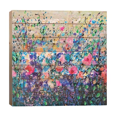 Colorful Flowers Painting Print On Wood by OLena Art - Multi-Color
