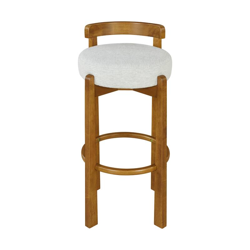 Roomfitters Elise Indoor Low Back Wooden Barstools with Ivory Upholstery, Set of 2 - Set of 2