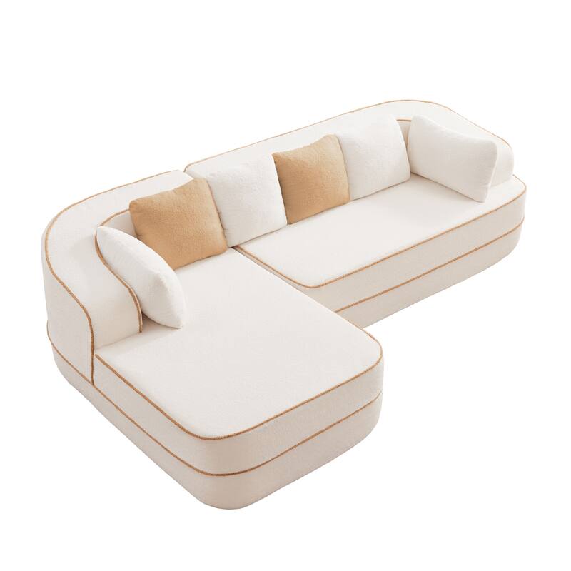 GDF Studio - Beckley 160" Modern Teddy Upholstered Boneless Sofa with Left L-Shaped Chaise, Contrast Color Design