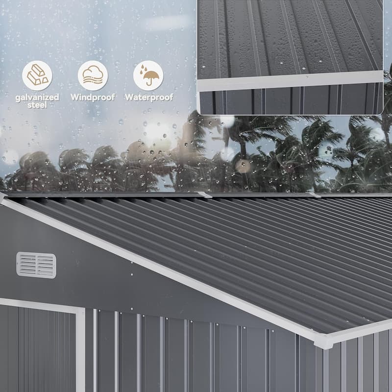 Outdoor Permanent Metal Storage Sheds for Gardening Tools, Patio Sheds Warehouse Vault