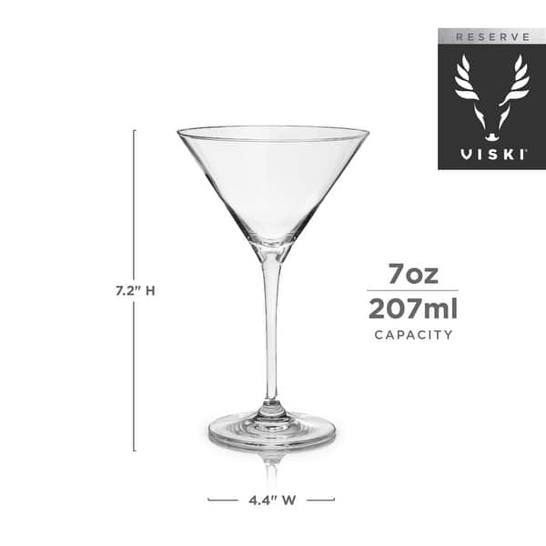 Viski Stemmed Martini Glasses, 4 Lead-Free Crystal Stemmed Cocktail ...