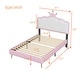 preview thumbnail 3 of 8, Twin size Upholstered Princess Bed With Crown Headboard,with Headboard and Footboard with Light Strips,White+Pink