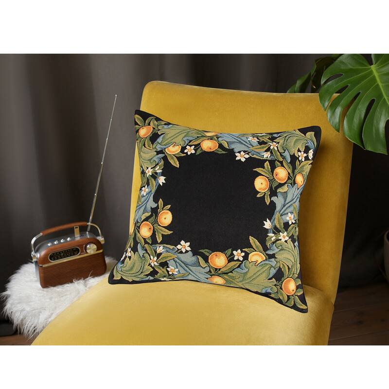 STP Goods Orange Wreath Tapestry Throw Pillow