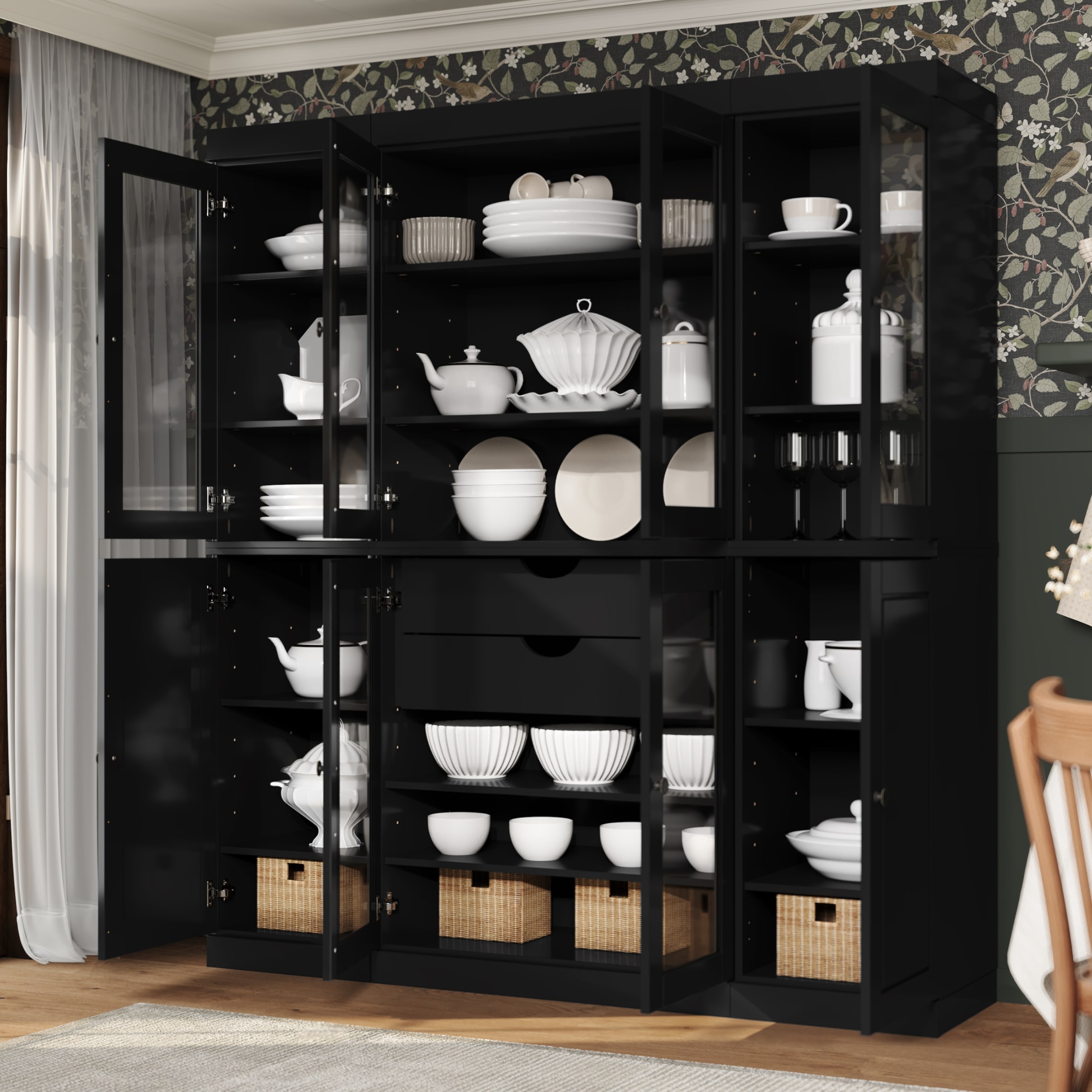 Palace Imports 100% Solid Wood Pantry Cabinet, 2 Drawers, Adjustable Shelves, 65" Wide, 71.5" Tall - 65" x 71.5"