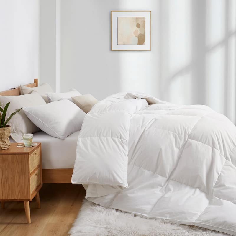 Lightweight & All-Season White Goose Feather Down Comforter Duvet. - King - White/Extra Warmth