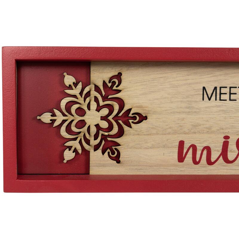 11.75" Red Framed "Meet Me Under The Mistletoe" Christmas Wall Decor