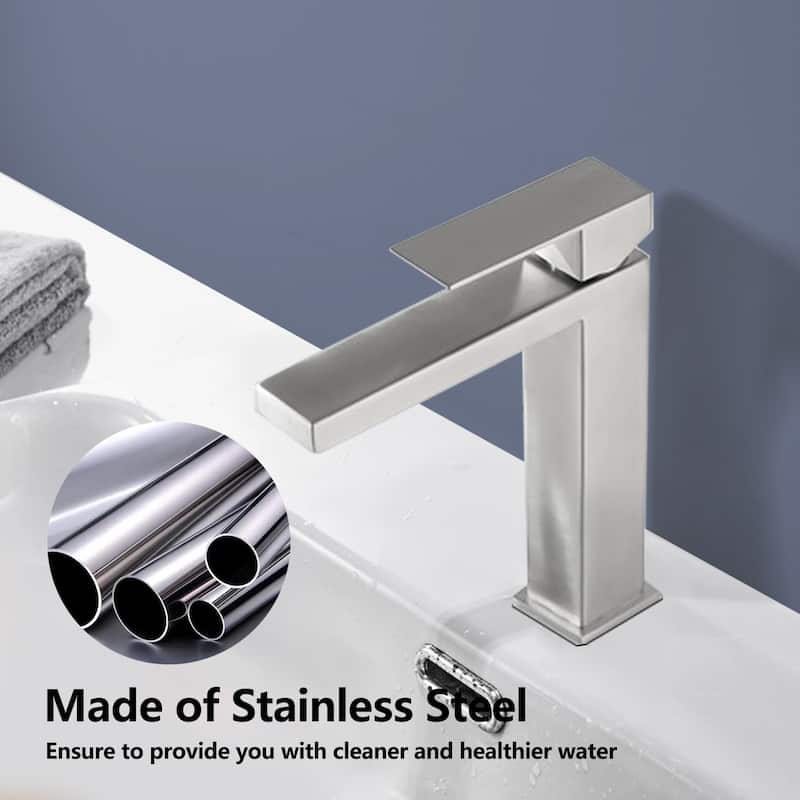 Topcraft 6.85in Single Handle Single Hole Bathroom Faucet