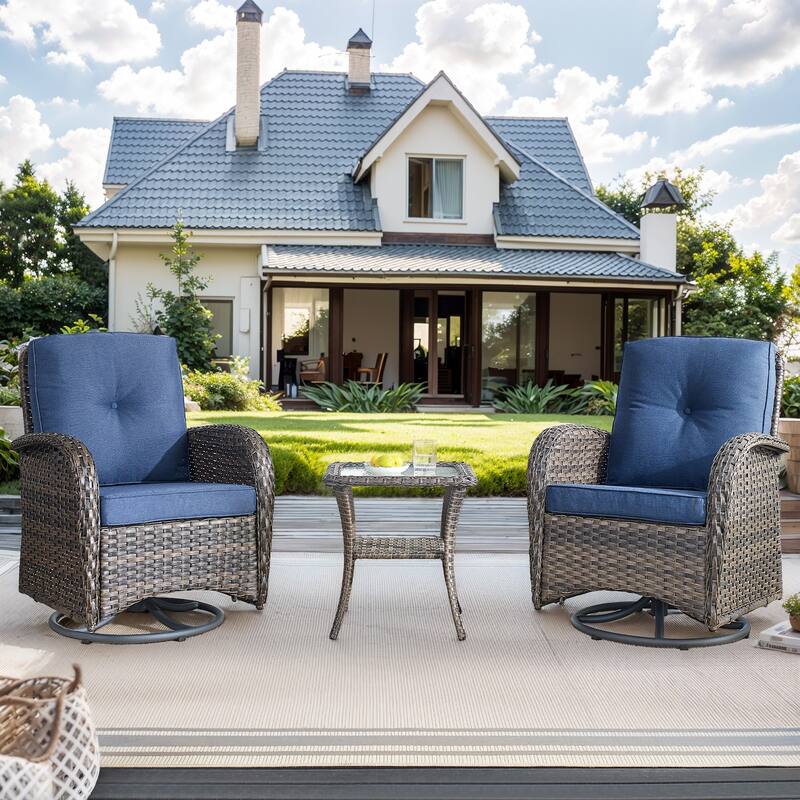 Gymojoy Patio Furniture Set Outdoor Wicker Swivel Glider Chairs Set