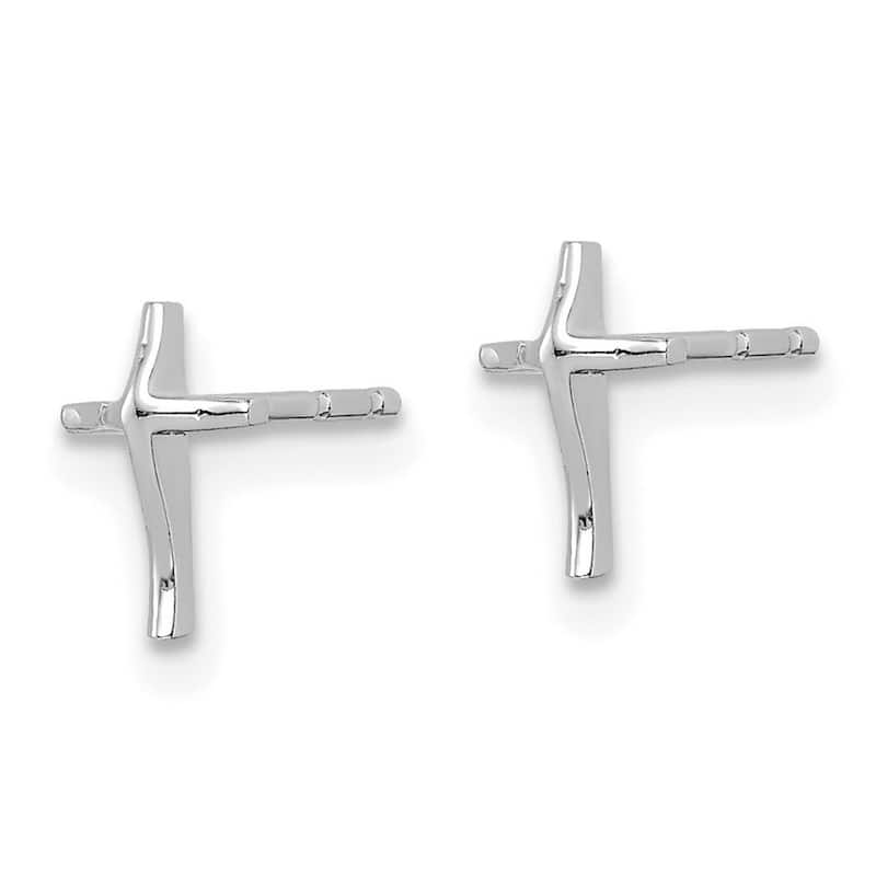 Curata 14k White Gold 7.8mm Puffed Cross Post Earrings