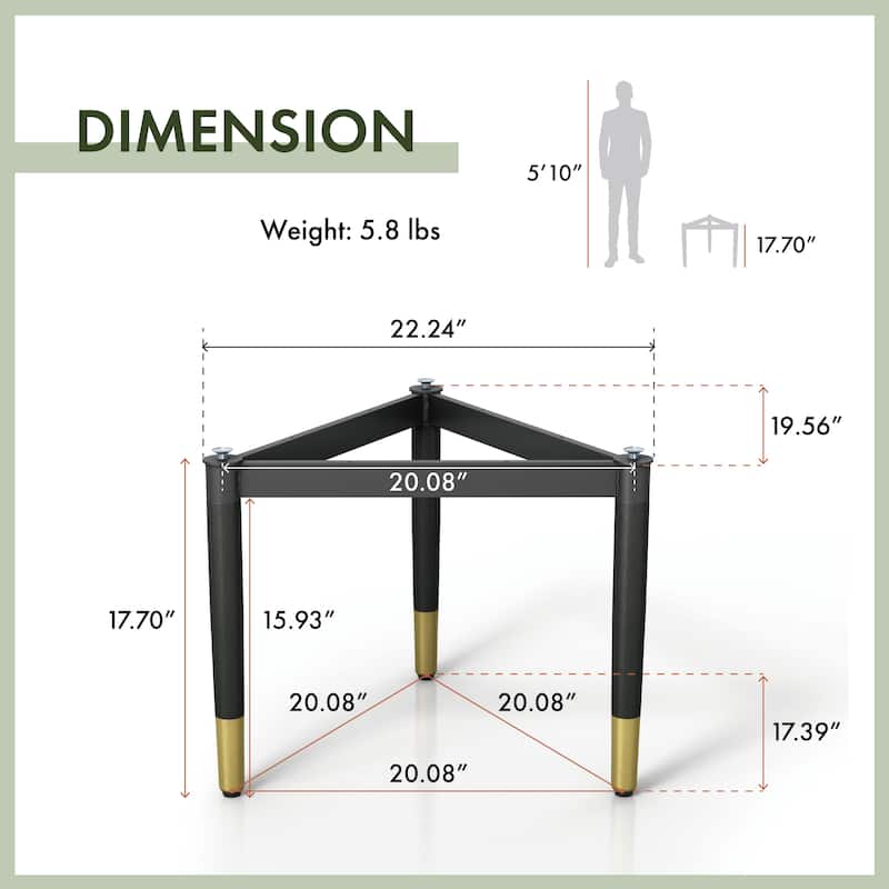 Furniture of America Mil Modern Tapered Black & Gold Table Legs for Coffee Table