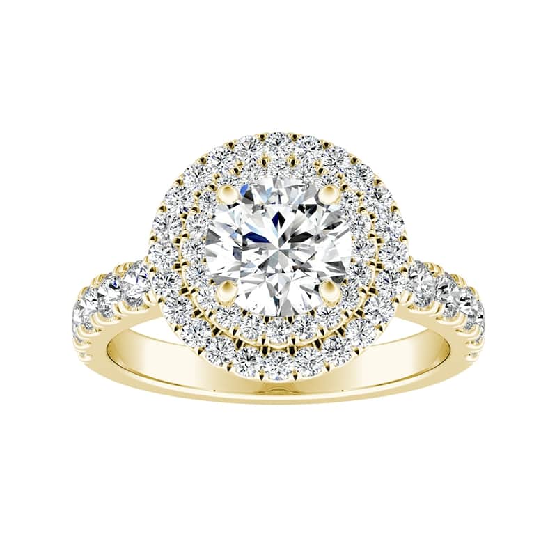 Auriya 14k Gold Round 1 1/4 carat TW Double Halo Diamond Engagement Ring (G-H, VS1-VS2)
