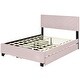 preview thumbnail 33 of 43, Upholstered Bed Queen Size Platform Bed with Sleek Chevron Headboard, Pullout Trundle Bed and 2 Drawers, Flannel