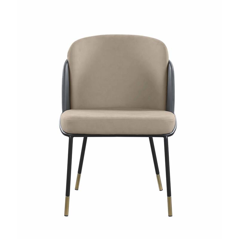 Somette Kimmy Two-Tone Gray Faux Leather Side Chair with Gold Accents, Set of 2 - Dining height