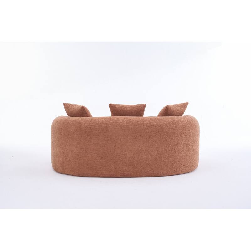 Curved Loveseat White Full Compression Sponge Sofa