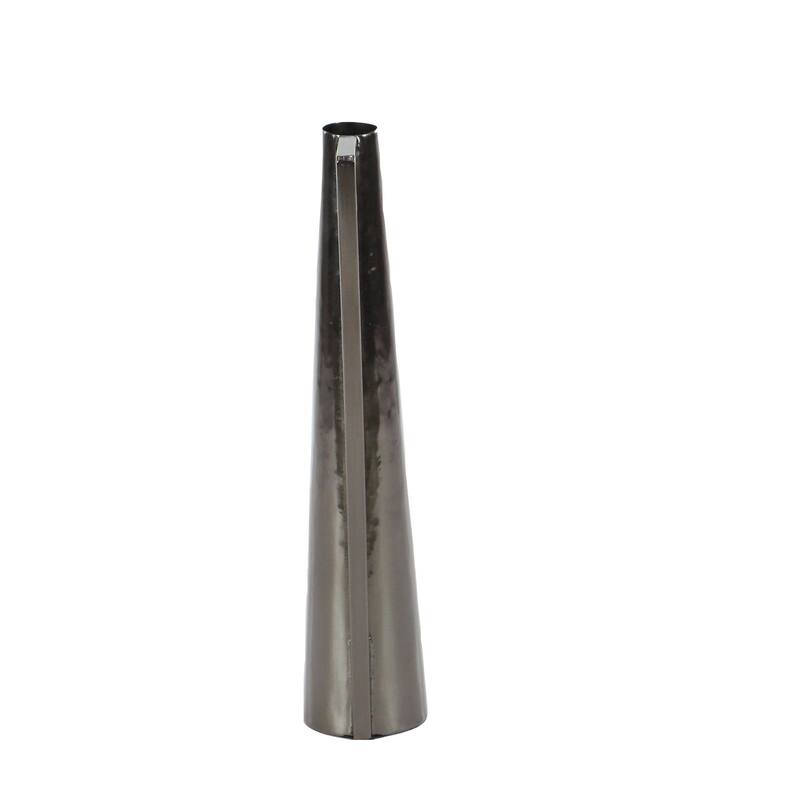 CosmoLiving by Cosmopolitan Metal Slim and Cone Geometric Vase with Handles (Set of 2) - Gold, Silver, Dark Gray, White, Black