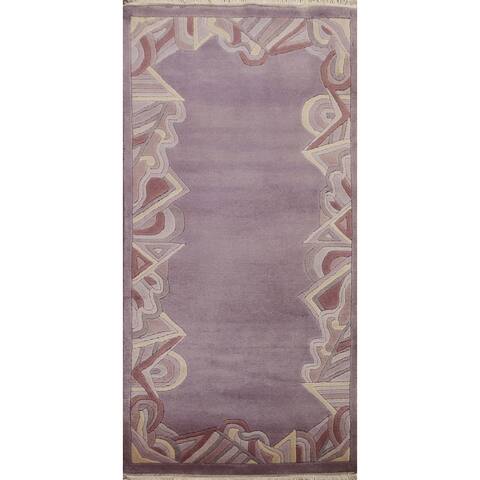 Geometric Nepalese Oriental Staircase Runner Rug Wool Hand-knotted - 2'3" x 4'9"