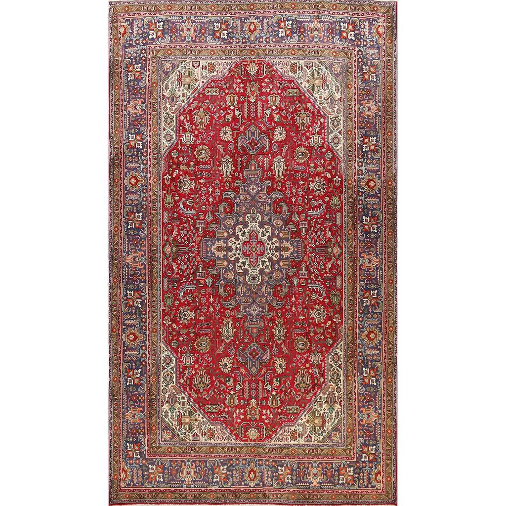 Geometric Traditional Tabriz Persian Area Rug Handmade Wool Carpet - 6'9" x 9'9"