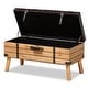 preview thumbnail 3 of 11, Amena Dark Brown PU Leather and Oak Wood Large Storage Ottoman