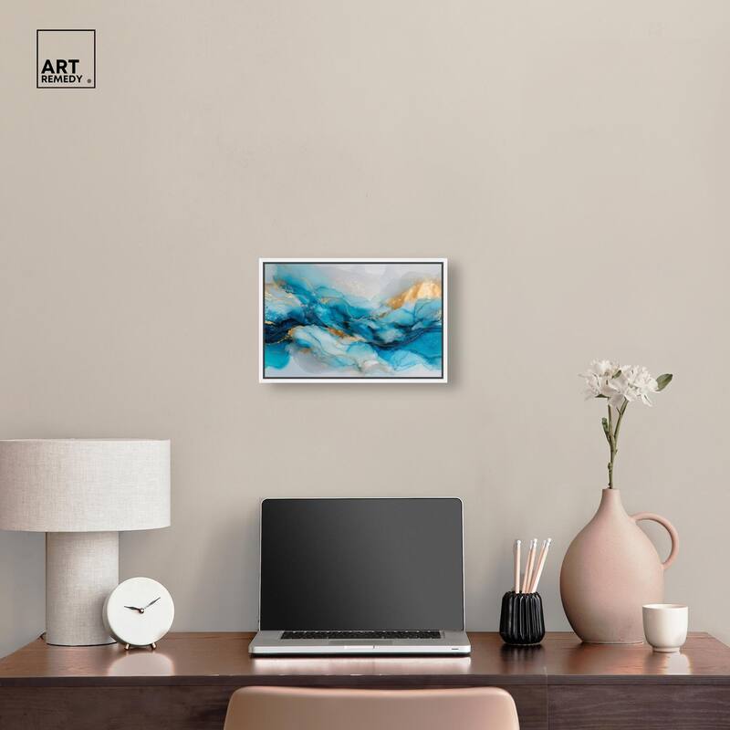 Ethereal Blue and Gold Canvas by Art Remedy