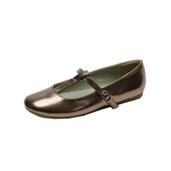 Shop Pazitos Little Girls Bronze Shiny T Strap Buckle Casual Shoes