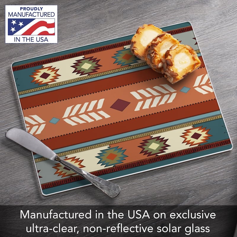 Southwest Vibe 3mm Heat Tolerant Tempered Glass Cutting Board 10” x 8” Manufactured in the USA Dishwasher Safe