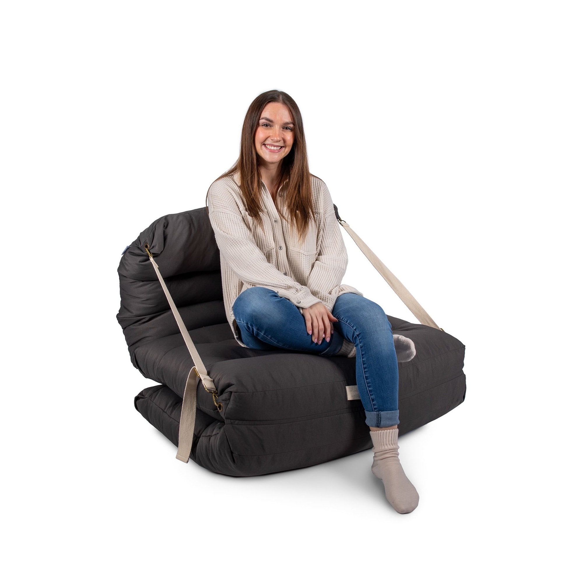 4-in-1 Convertible Lounger Chair with Adjustable Straps, Portable Bean Bag Design for Dorm, Apartment & Patio Use