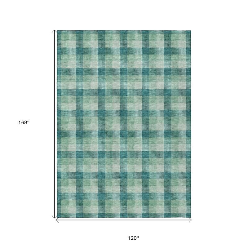 HomeRoots Plaid Transitional Rectangle Outdoor Rug